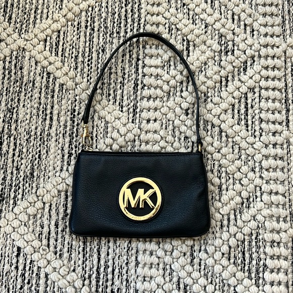 MICHAEL Michael Kors Handbags - 🖤 Michael Kors Wristlet | Mini Bag | Purse | Black Leather | Gold Emblem